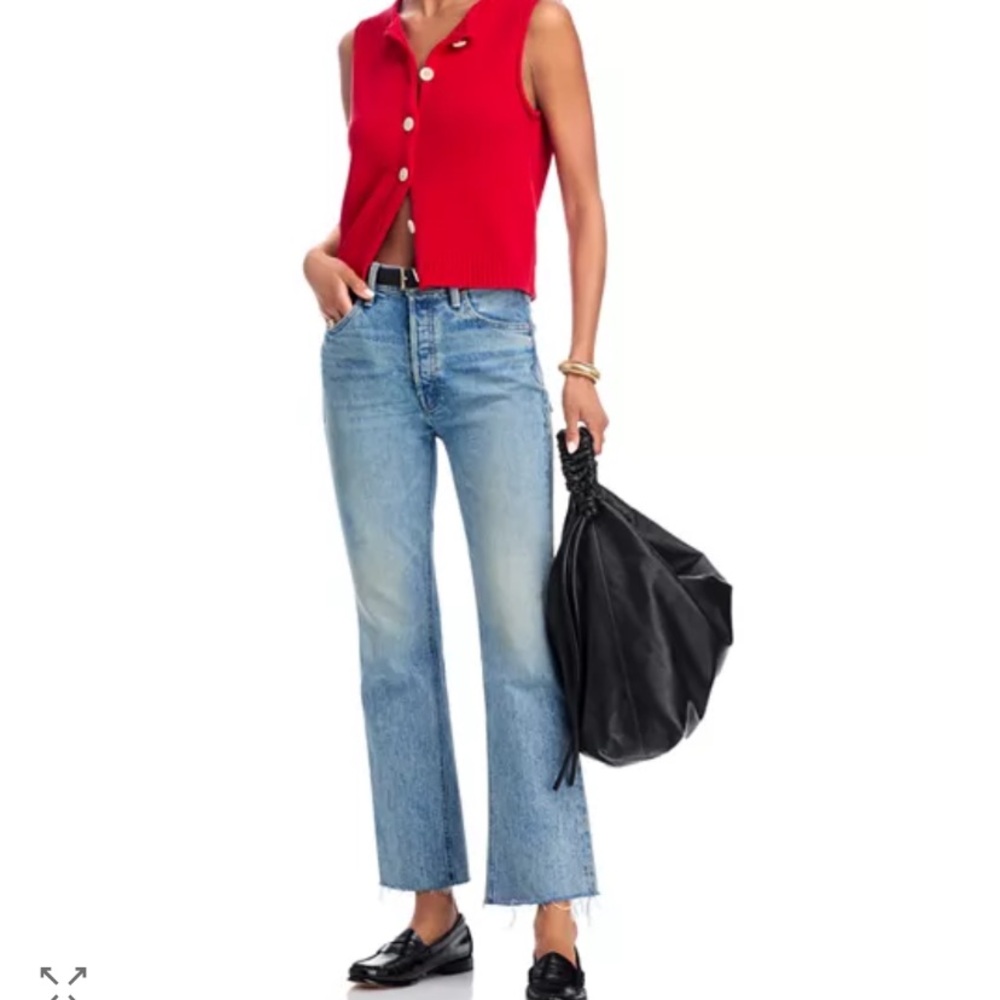 MOTHER Superior The Tripper Flood Fray Blue Jean Size 25 USA Made Cotton/Stretch